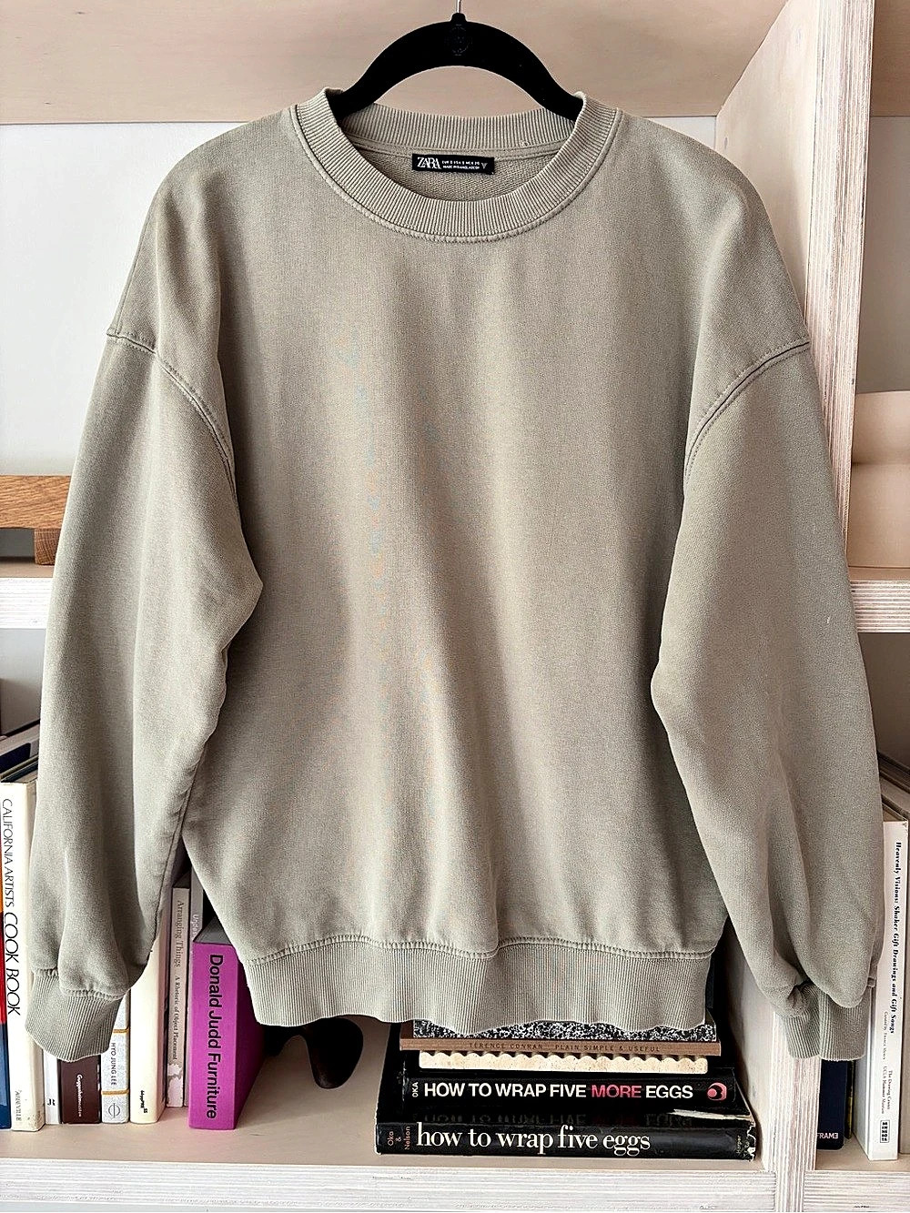 Zara Faded Sweatshirt Oversized Crewneck Green Small
